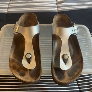Silver Birkenstock Sandals